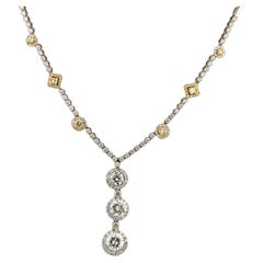 6.5 Carat Natural Round Cut Diamonds 18K White Gold Exquisite Pendant Necklace