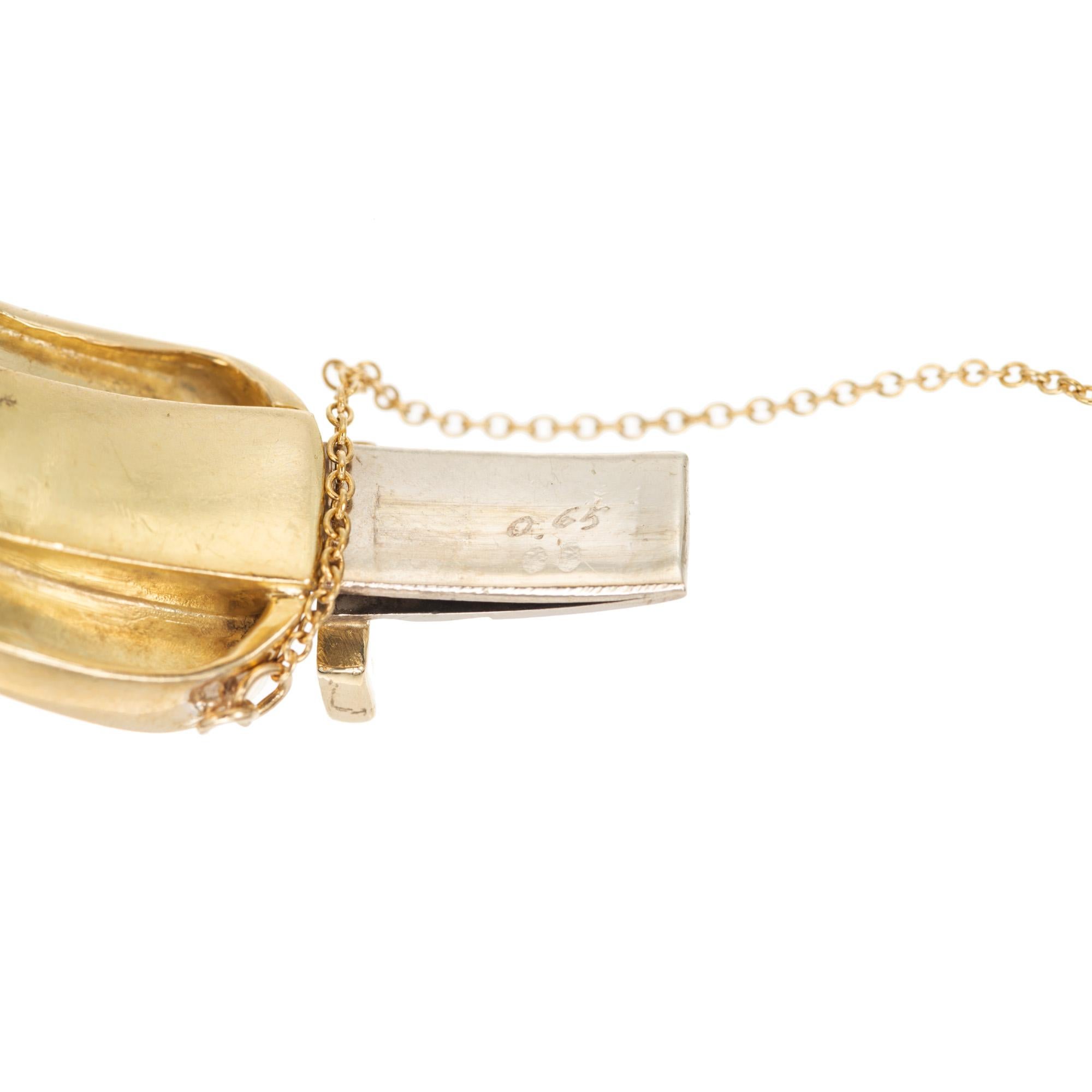 .65 Carat Round Bezel Set Diamond Yellow Gold Handmade Bangle Bracelet For Sale 3
