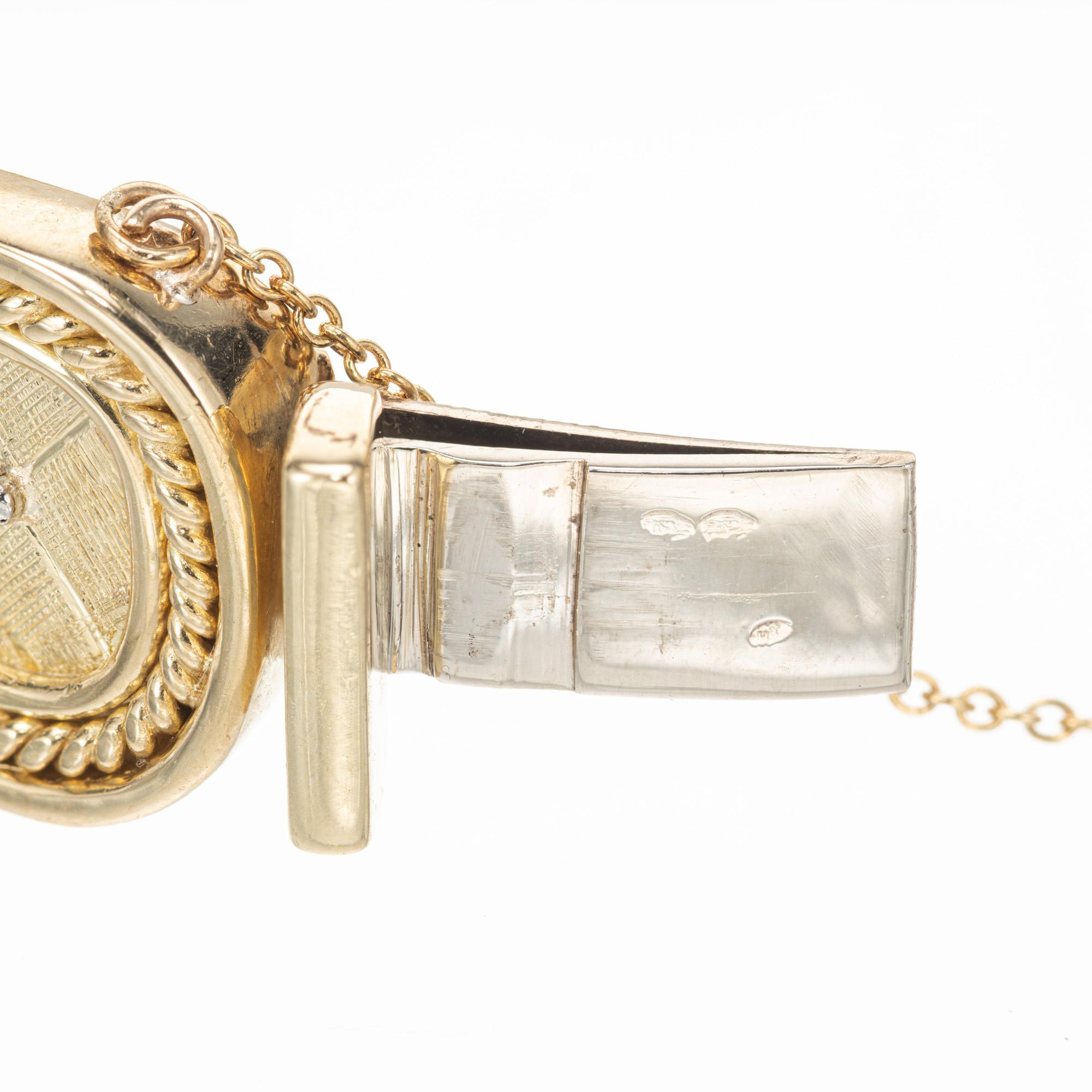 .65 quilates Diamante redondo engastado en bisel Pulsera de oro amarillo hecha a mano en venta 4