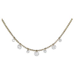 .65 Carat Round Brilliant Diamond Necklace, 14k Yellow Gold Adjustable Length