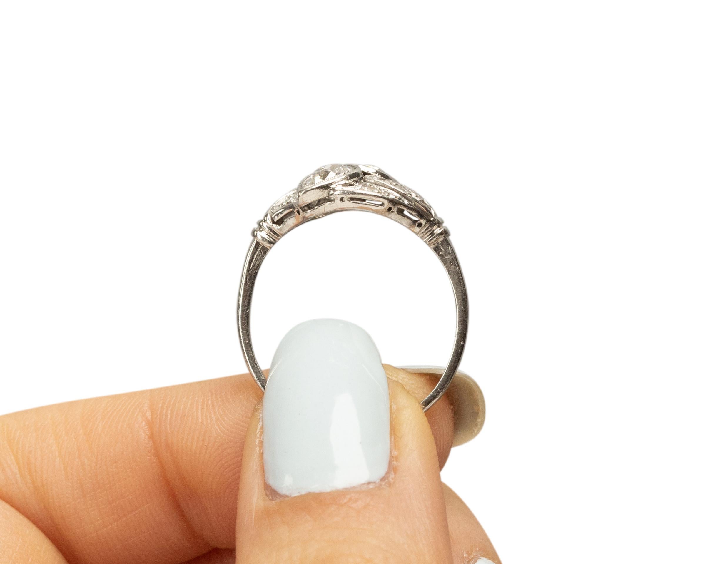 .65 Carat Total Weight Art Deco Diamond Platinum Engagement Ring In Good Condition For Sale In Atlanta, GA