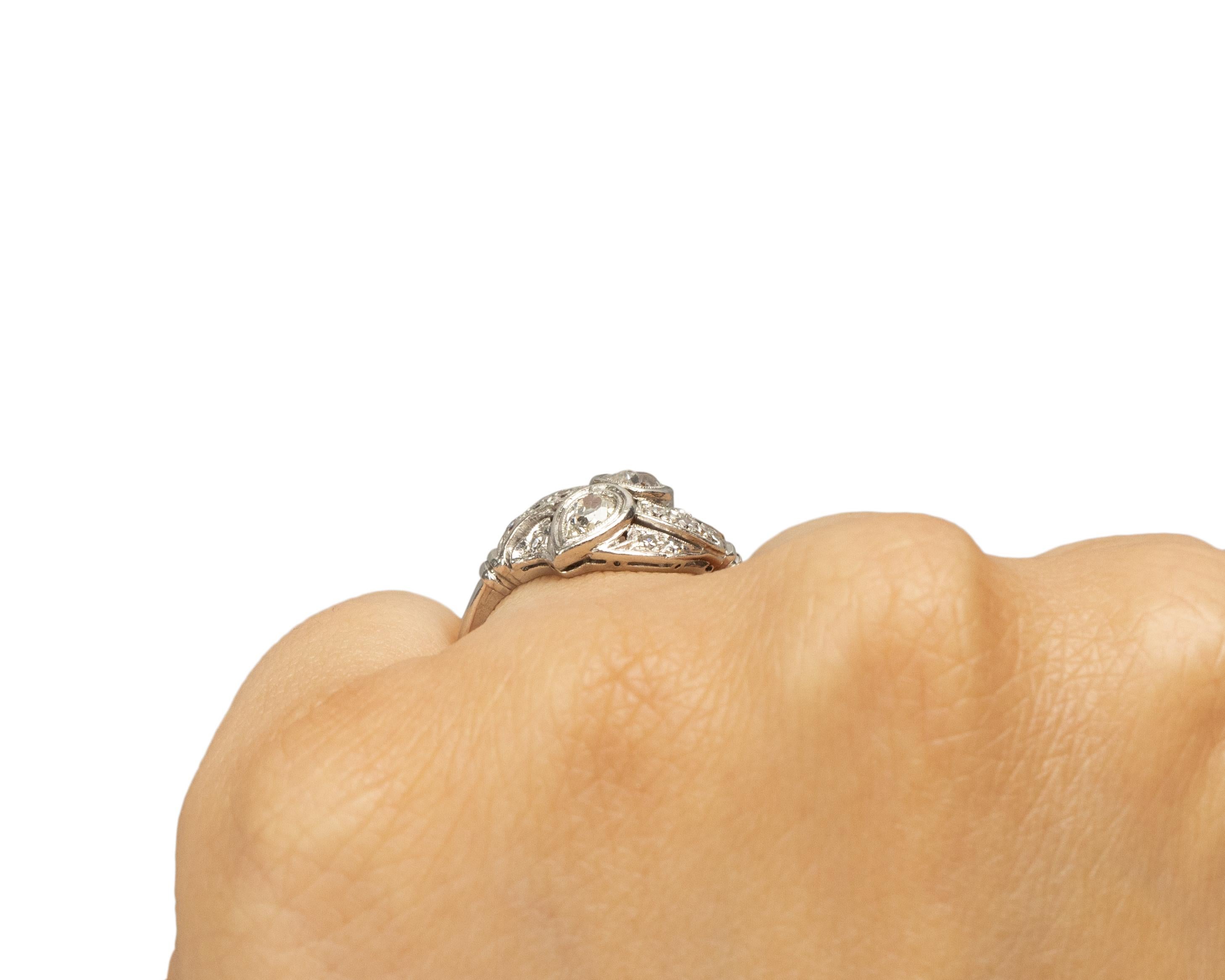 .65 Carat Total Weight Art Deco Diamond Platinum Engagement Ring For Sale 2