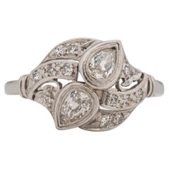 .65 Carat Total Weight Art Deco Diamond Platinum Engagement Ring