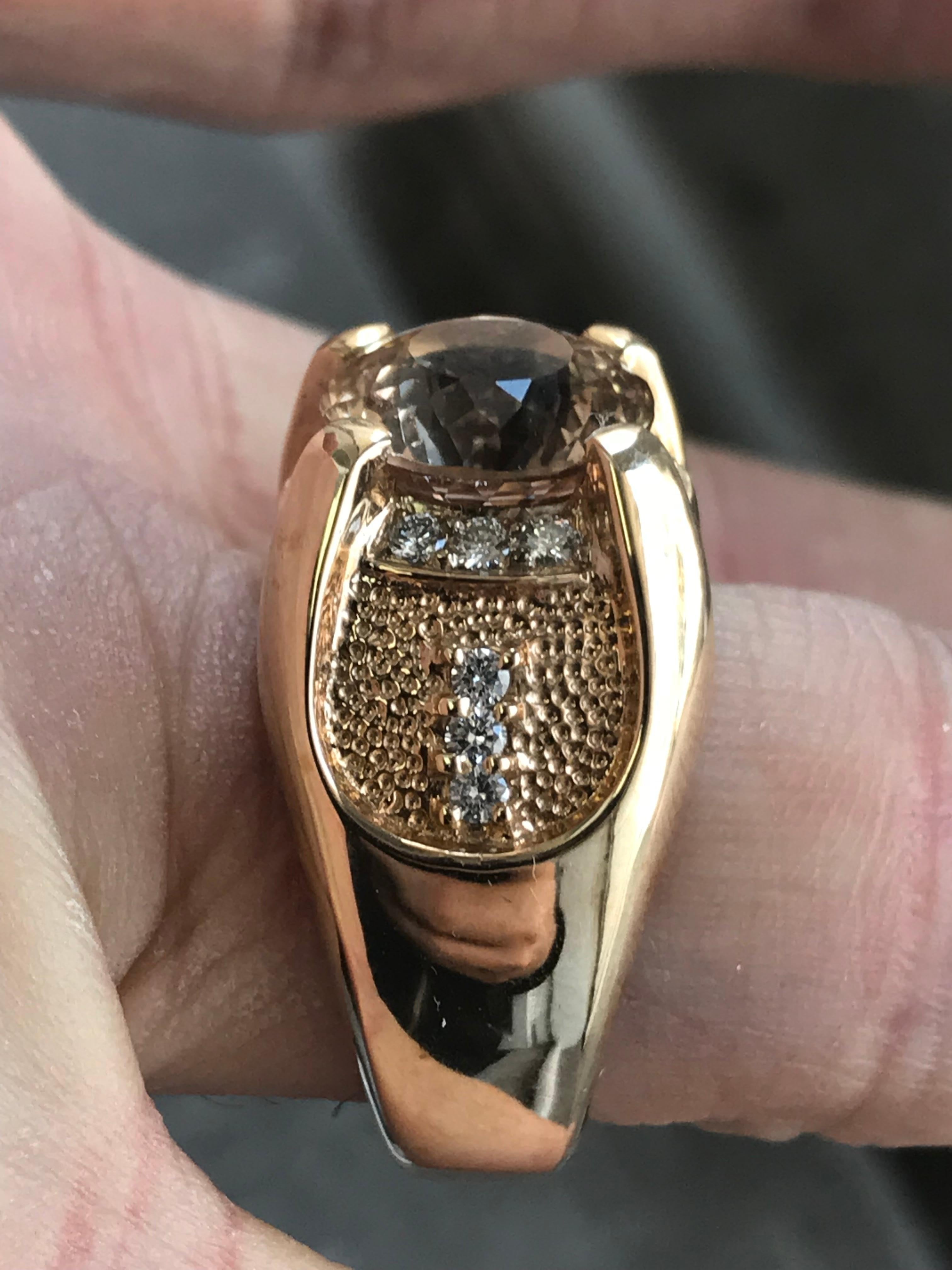 Round Cut 6.5 Carat TW Approximate Round Topaz and Diamond Men's Ring, Ben Dannie For Sale