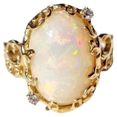 6.5 ct Ethiopian Opal and Diamonds Cocktail Floral Ring