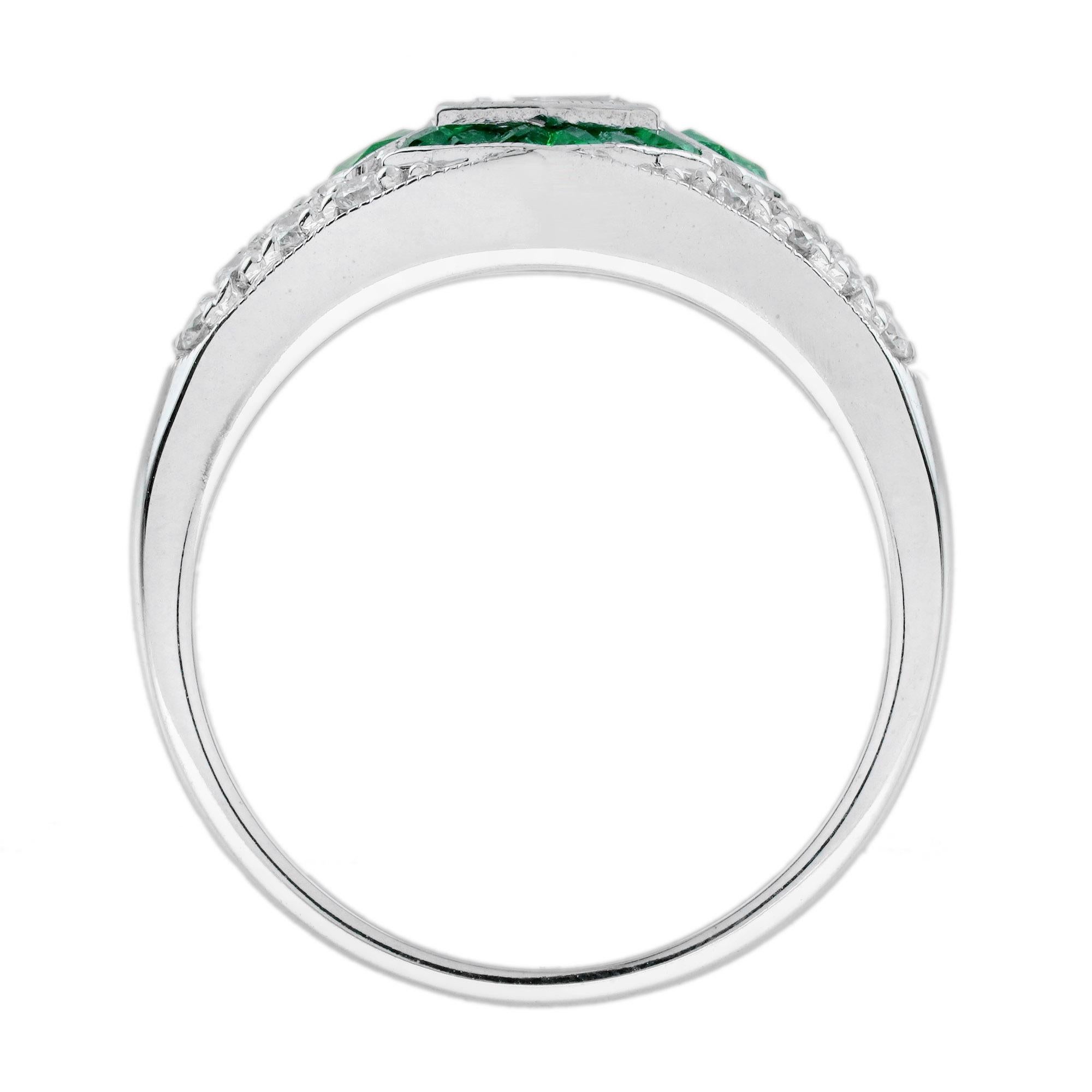 .65 Ct. Hexagonal Diamond Emerald Art Deco Style Engagement Ring in 18K Gold 1