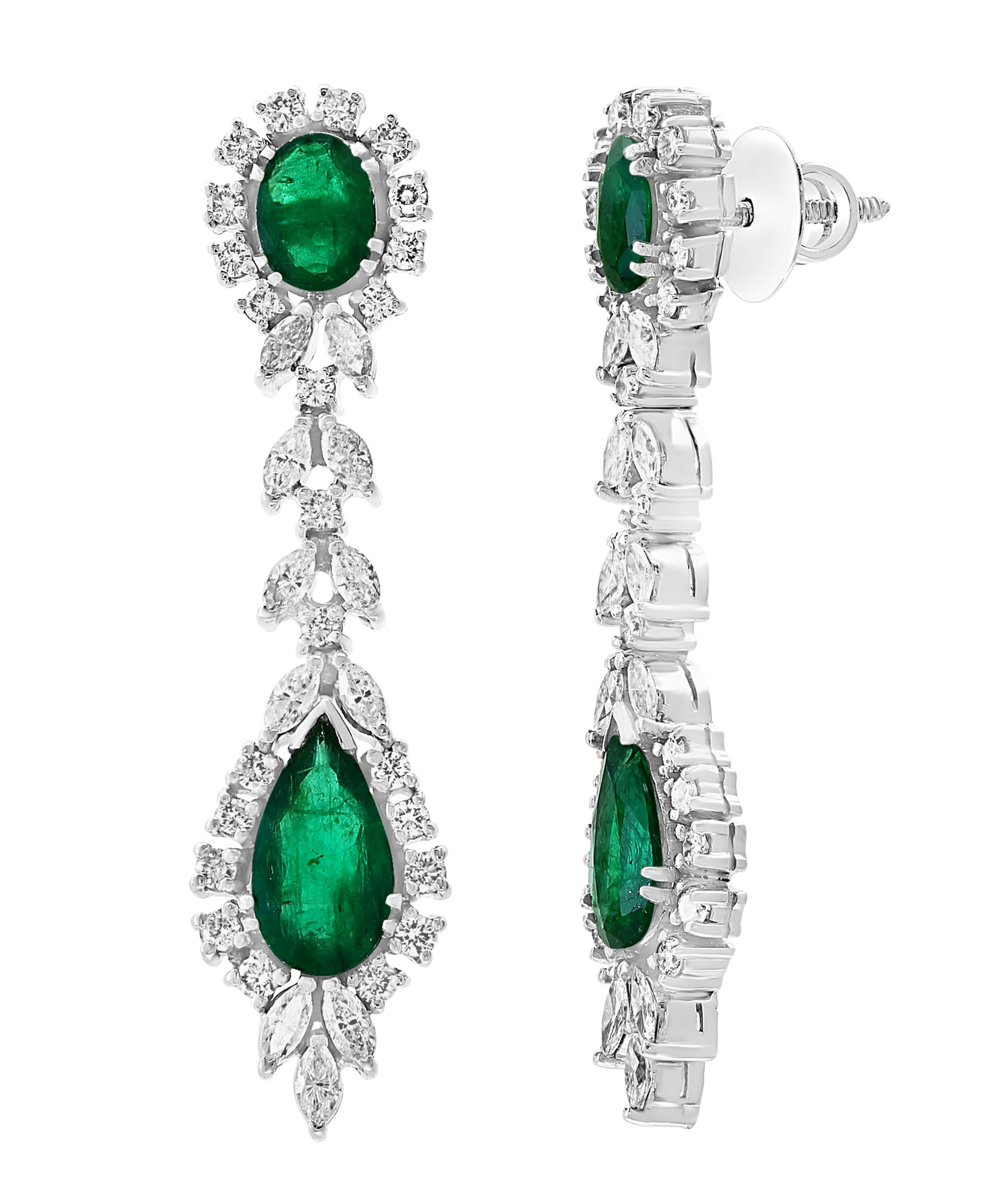 Women's GIA Certified 65 Ct  Emerald and Diamond Necklace and Earring  Bridal  Suite