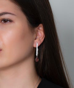 6.5 Carat Pink Tourmaline Diamond 18 K White Gold Cocktail Earrings