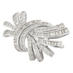 6.5 CTW Fine Diamond Bow Brooch Unisex Gift for Engagement in 18k White Gold