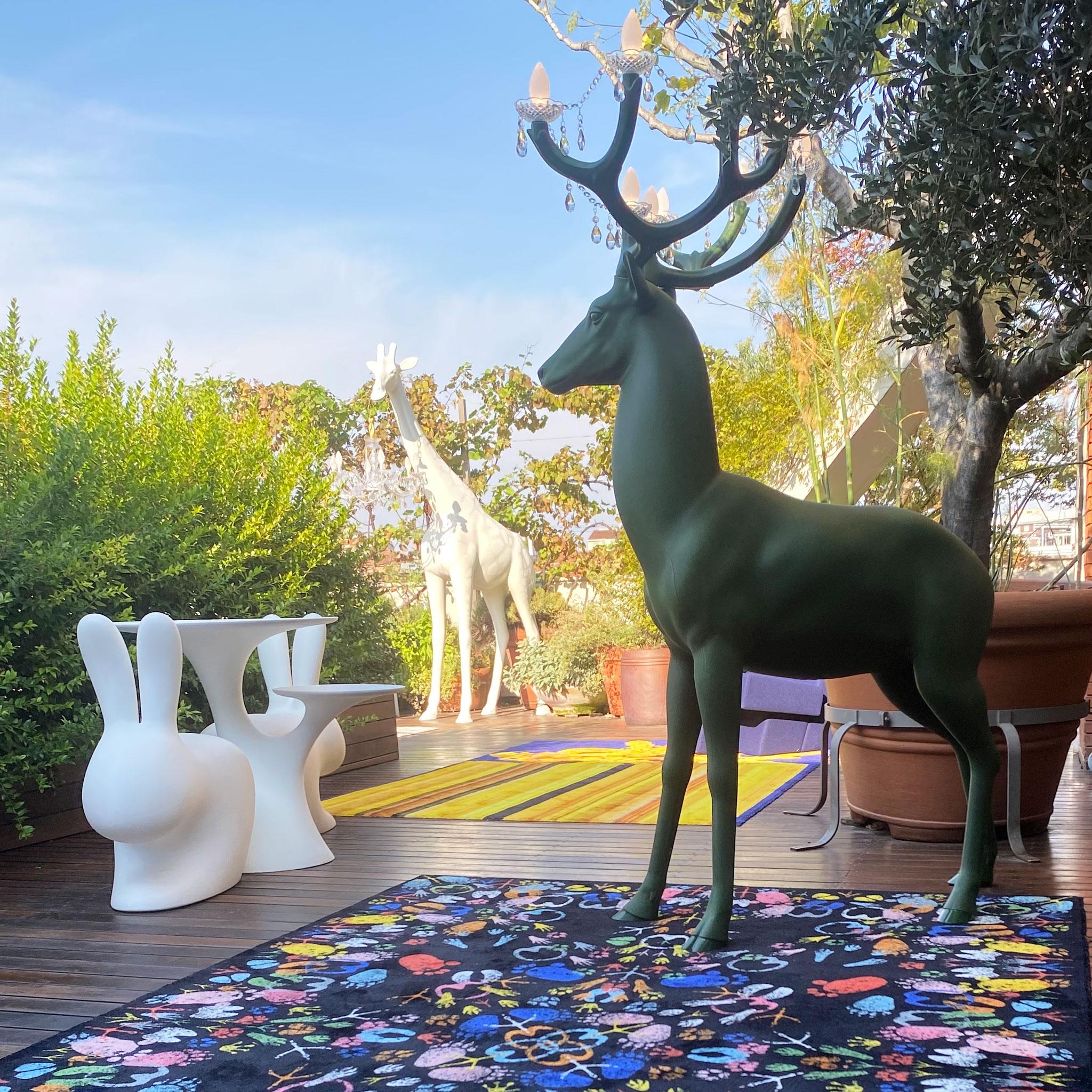 Forest Green Sherwood Deer Chandelier by Marcantonio In New Condition For Sale In Beverly Hills, CA