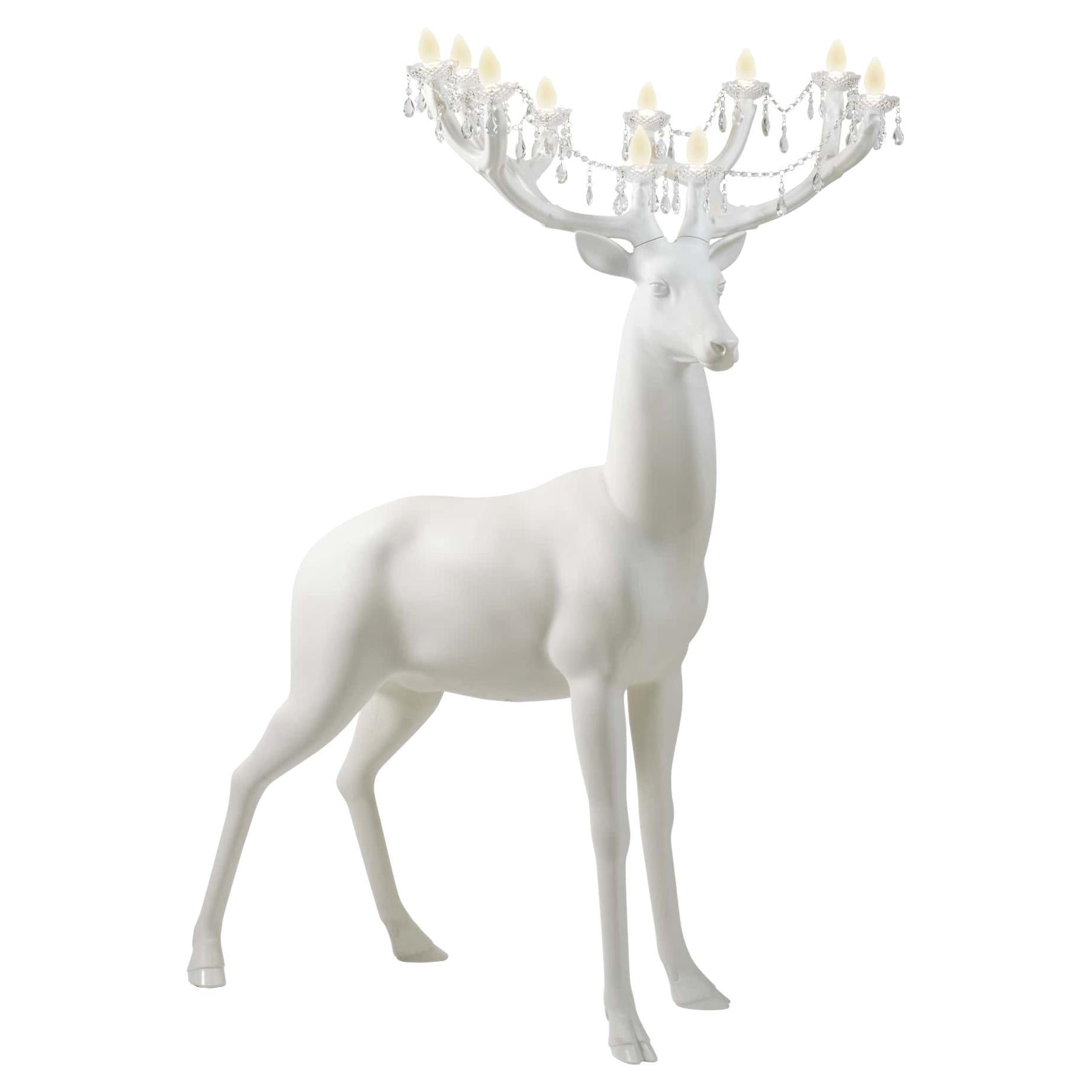 Tall White Sherwood Deer Chandelier by Marcantonio For Sale