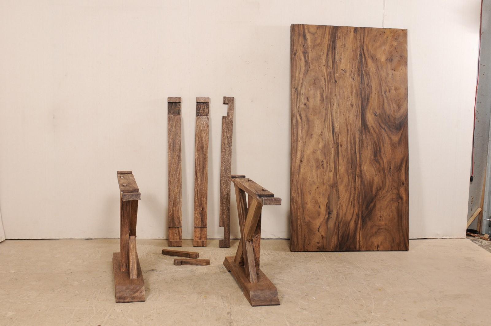Hardwood X-Framed Trestle Table For Sale 5