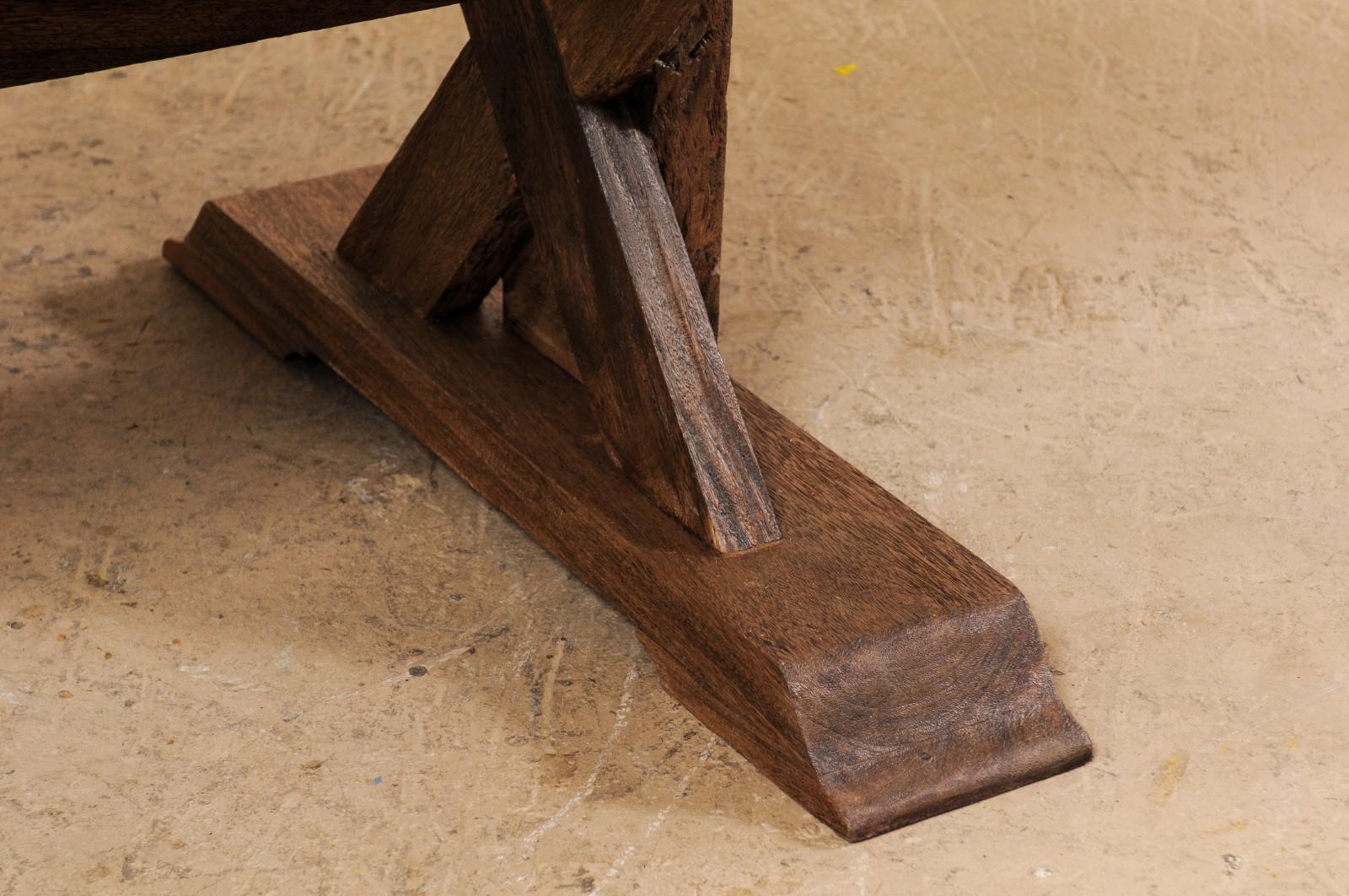 Wood Hardwood X-Framed Trestle Table For Sale
