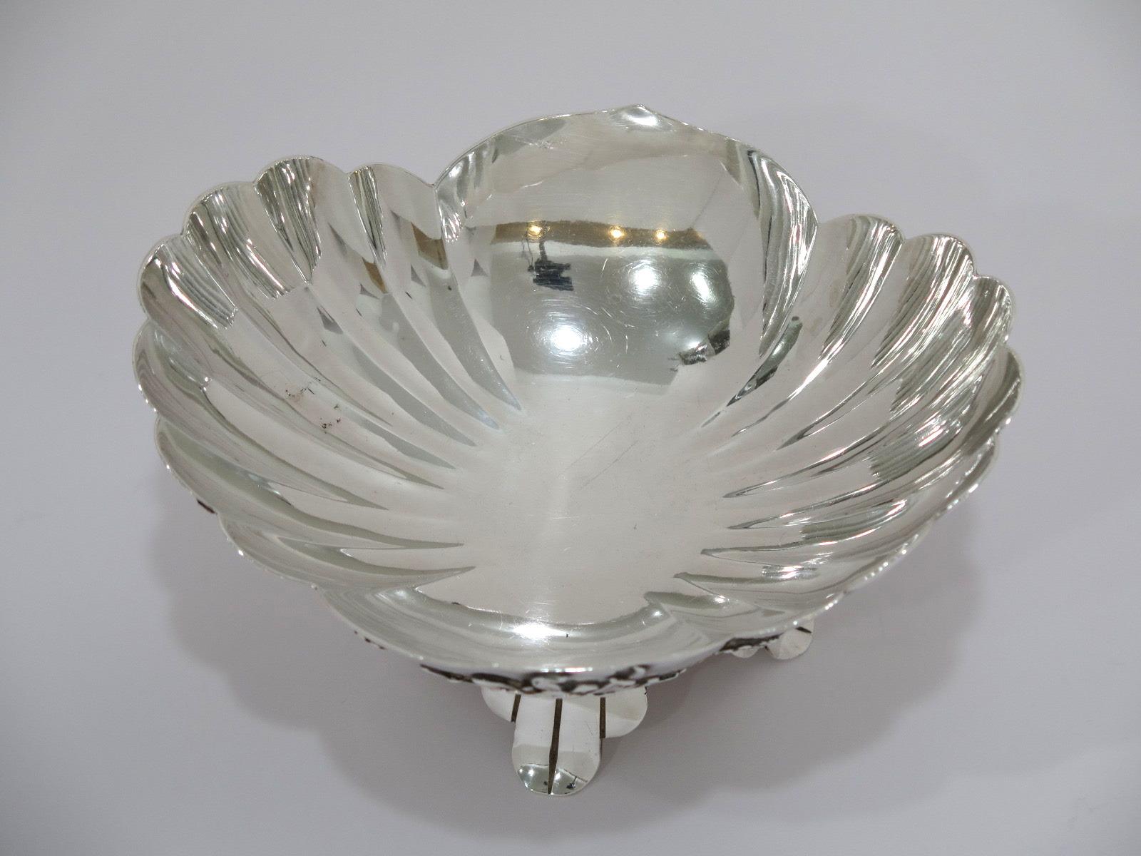 Sterling Silver Antique Japanese Chrysanthemum Footed Candy Nut Dish 1