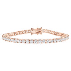 Bracelet tennis en or rose 14 carats avec diamants ronds de 7 carats