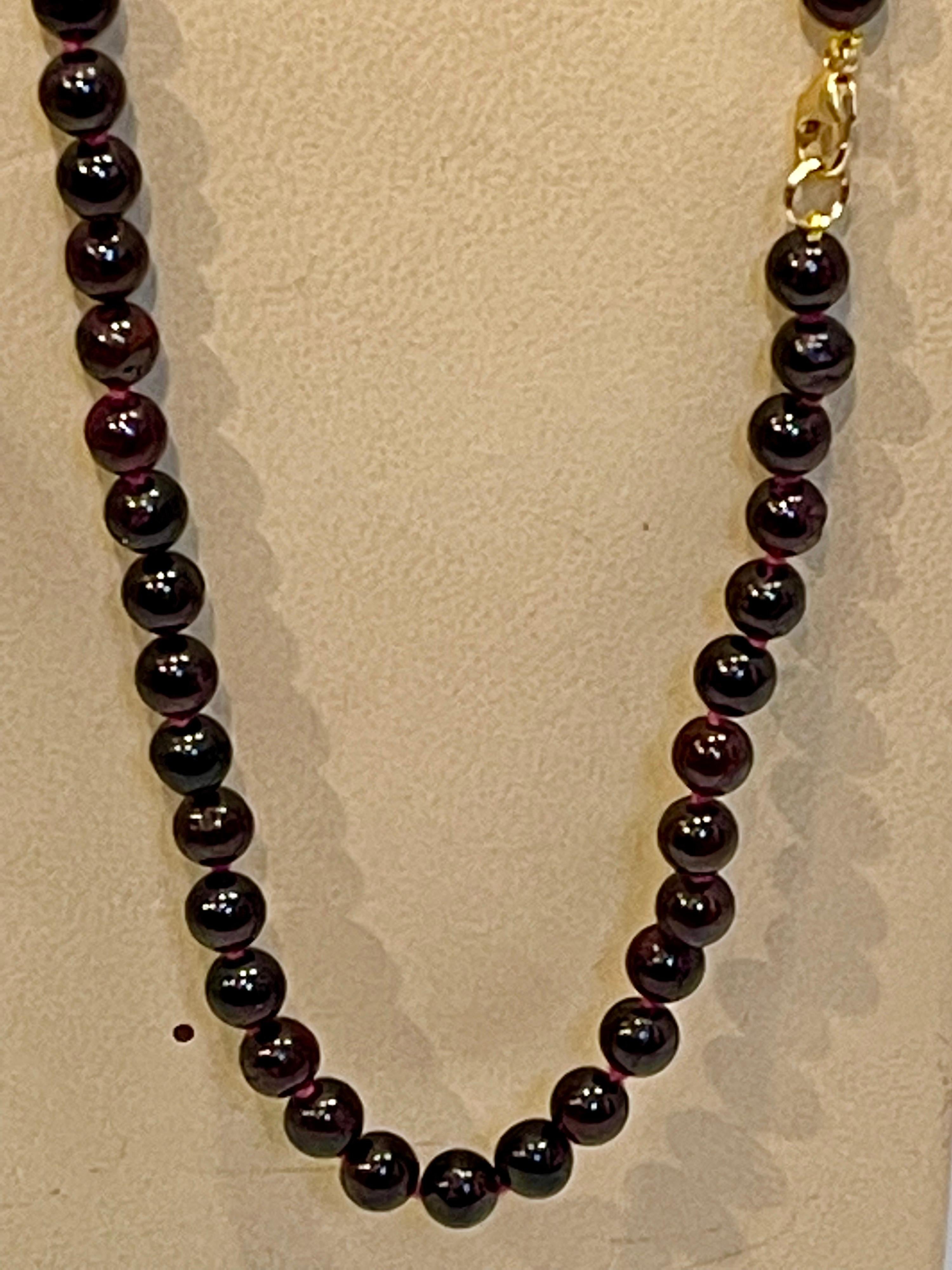 Women's Genuine Garnet Bead Necklace 14 Kt Yellow Gold Plated Lobster For Sale