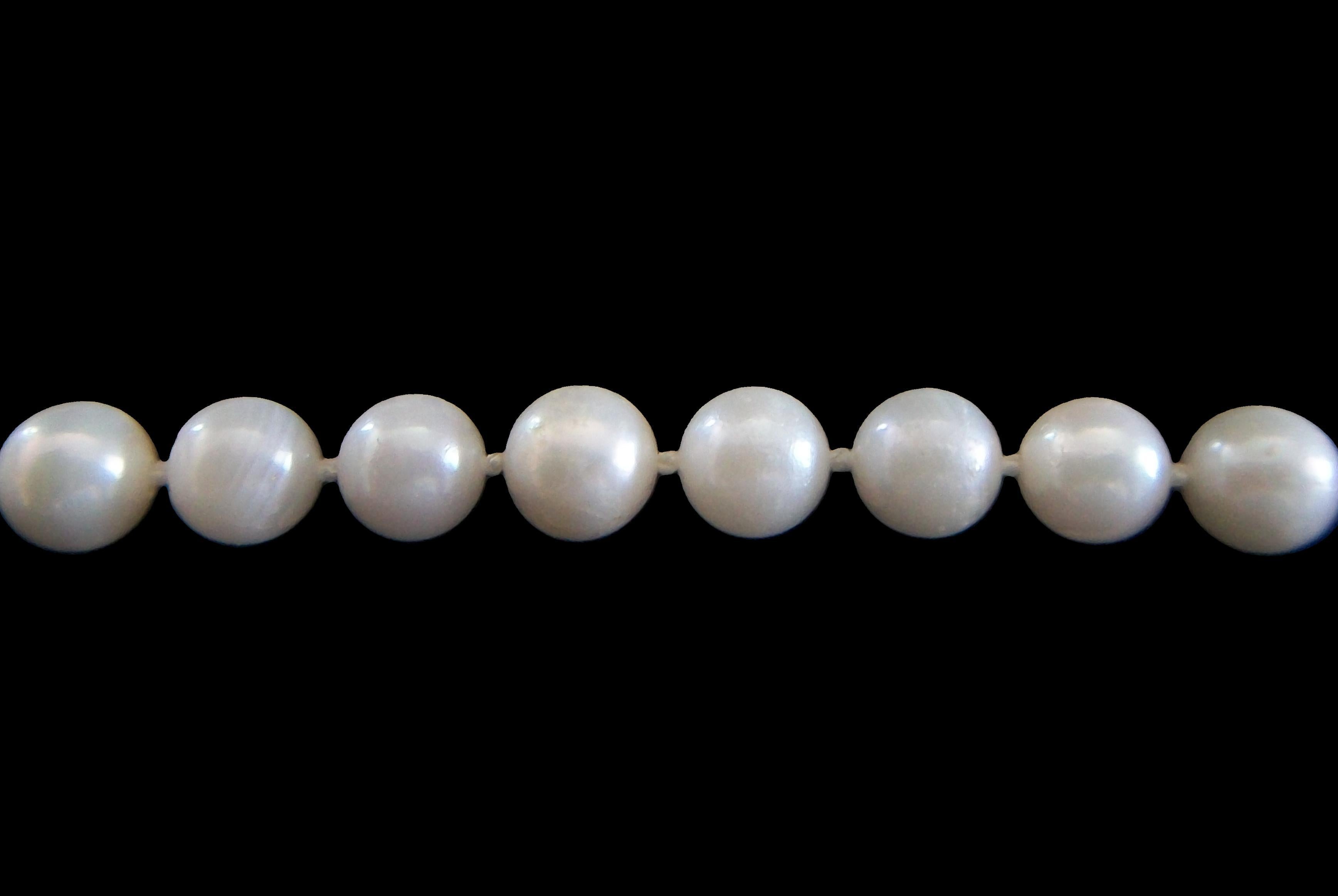 da uomo o donna 6,5 mm. Collana di perle coltivate bianche - Chiusura in oro bianco 14K - S.S. White - Circa 1980 in vendita