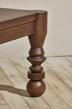 Made to Order 65" NBL Rustic White Oak Coffee Table with Turned Legs