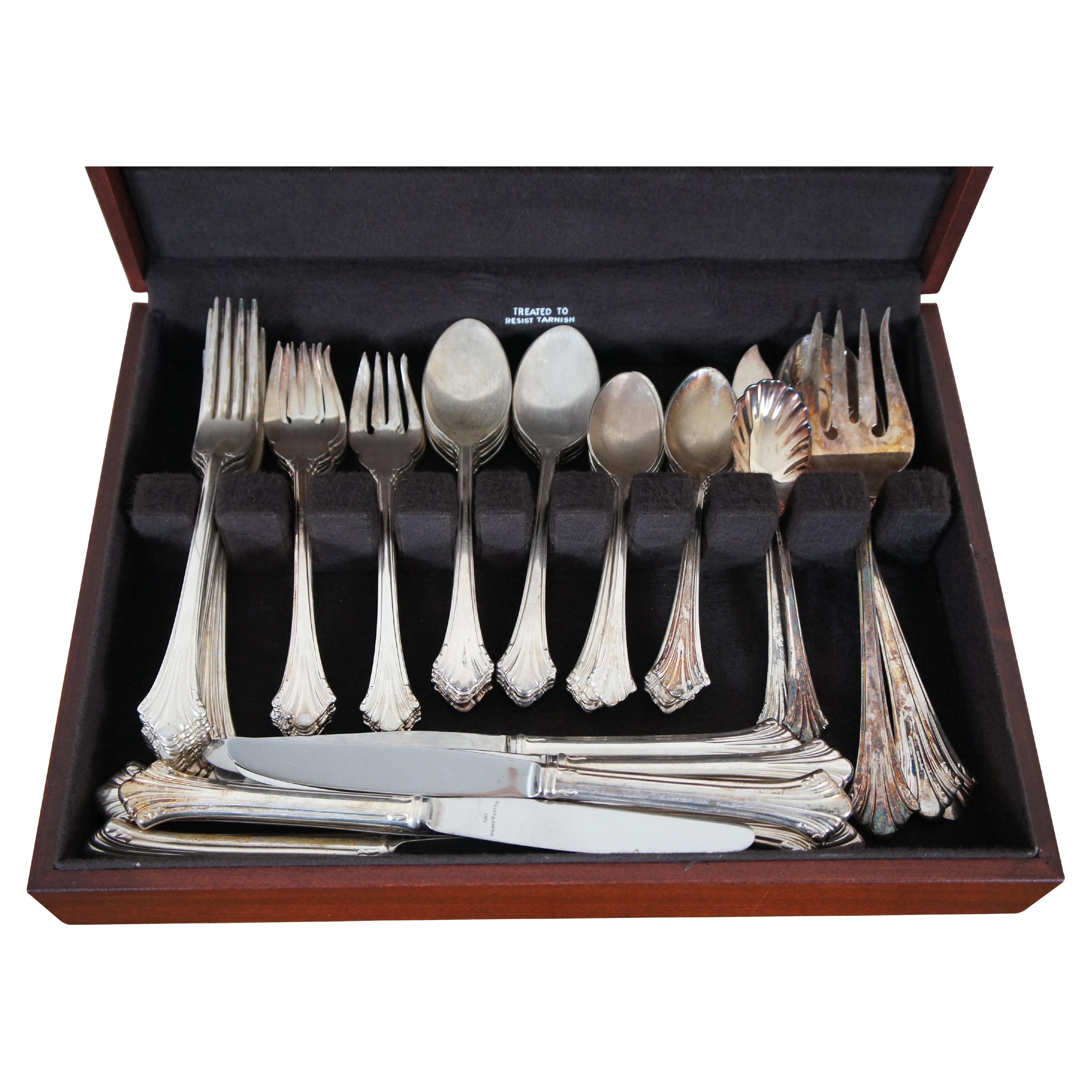 65 Pc Vintage Reed & Barton Highlands Silver Plate Flatware Set and Case