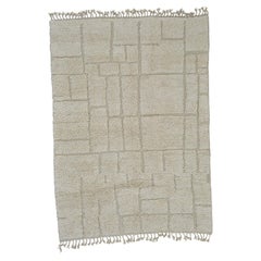 6’5” x 8’11” Egretta Ivory Handmade Moroccan Wool Beni Ouarain Rug