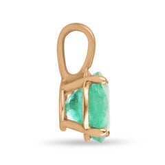 6.50-Carat 14K Colombian Emerald Solitaire Round Cut Gold Pendant