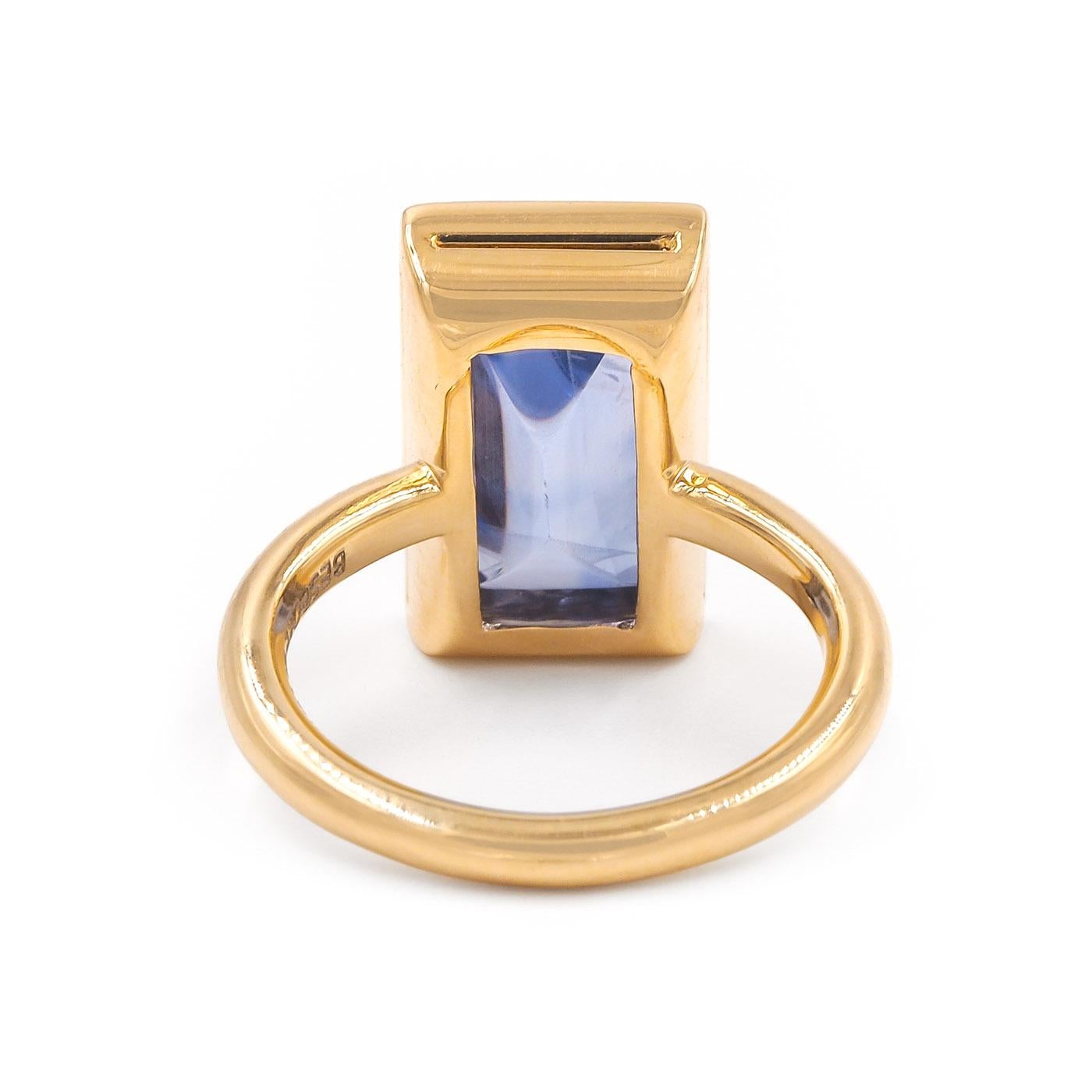 Square Cut 6.50 Carat Ceylon AGL Certified Blue Sapphire Ring from Bespoke by Platt For Sale
