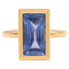 Bague en saphir bleu certifié AGL de Ceylan de 6,50 carats sur mesure par Platt