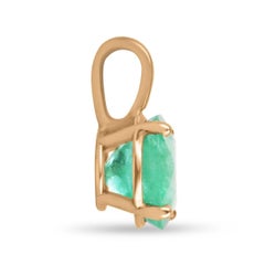 6.50-Carat Colombian Emerald Round Cut Solitaire Pendant 14K Gold Emerald