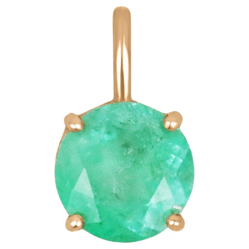 Pendentif solitaire en or 14 carats avec émeraude colombienne de 6,50 carats