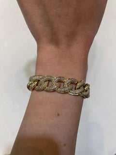 6.50 Carat Diamond Cuban Link Bracelet 18 Karat Yellow Gold