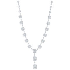 6.50 Carat Diamond Emerald Cut Necklace 18 Karat White