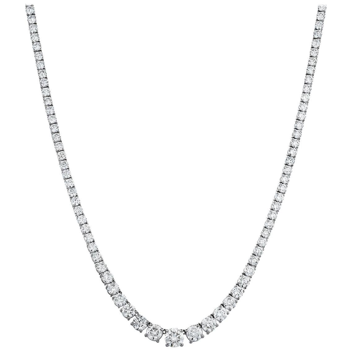 6.50 Carat Diamond Riviera 18 Karat White Gold 4 Claws Set Line Tennis Necklace