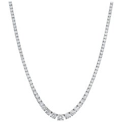 6.50 Carat Diamond Riviera 18 Karat White Gold 4 Claws Set Line Tennis Necklace