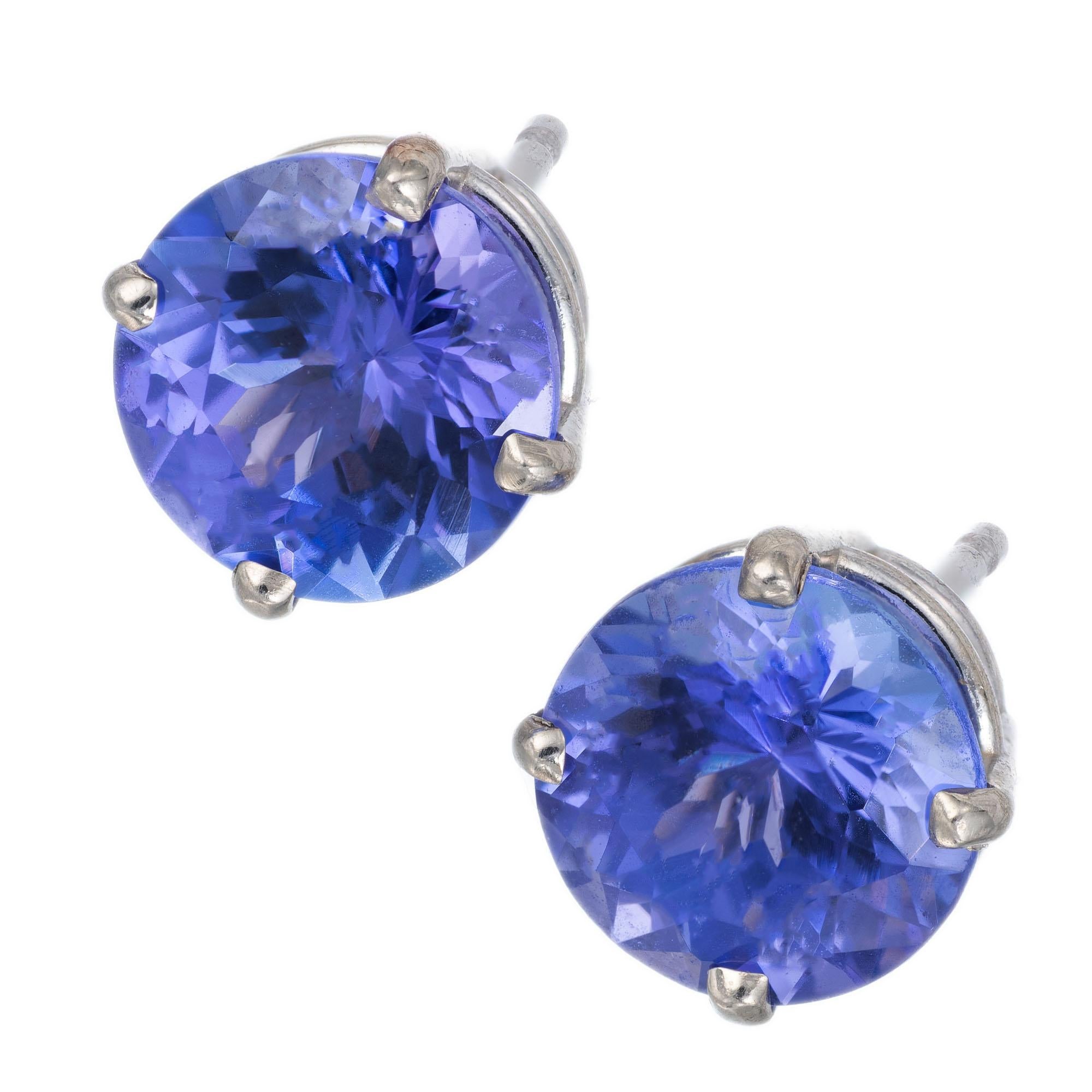 Women's 6.50 Carat Diamond Tanzanite Platinum Gold Dangle Drop Earrings