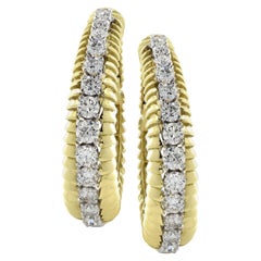 6.50 Carat Diamond Two-Tone Gold Hoop Earrings