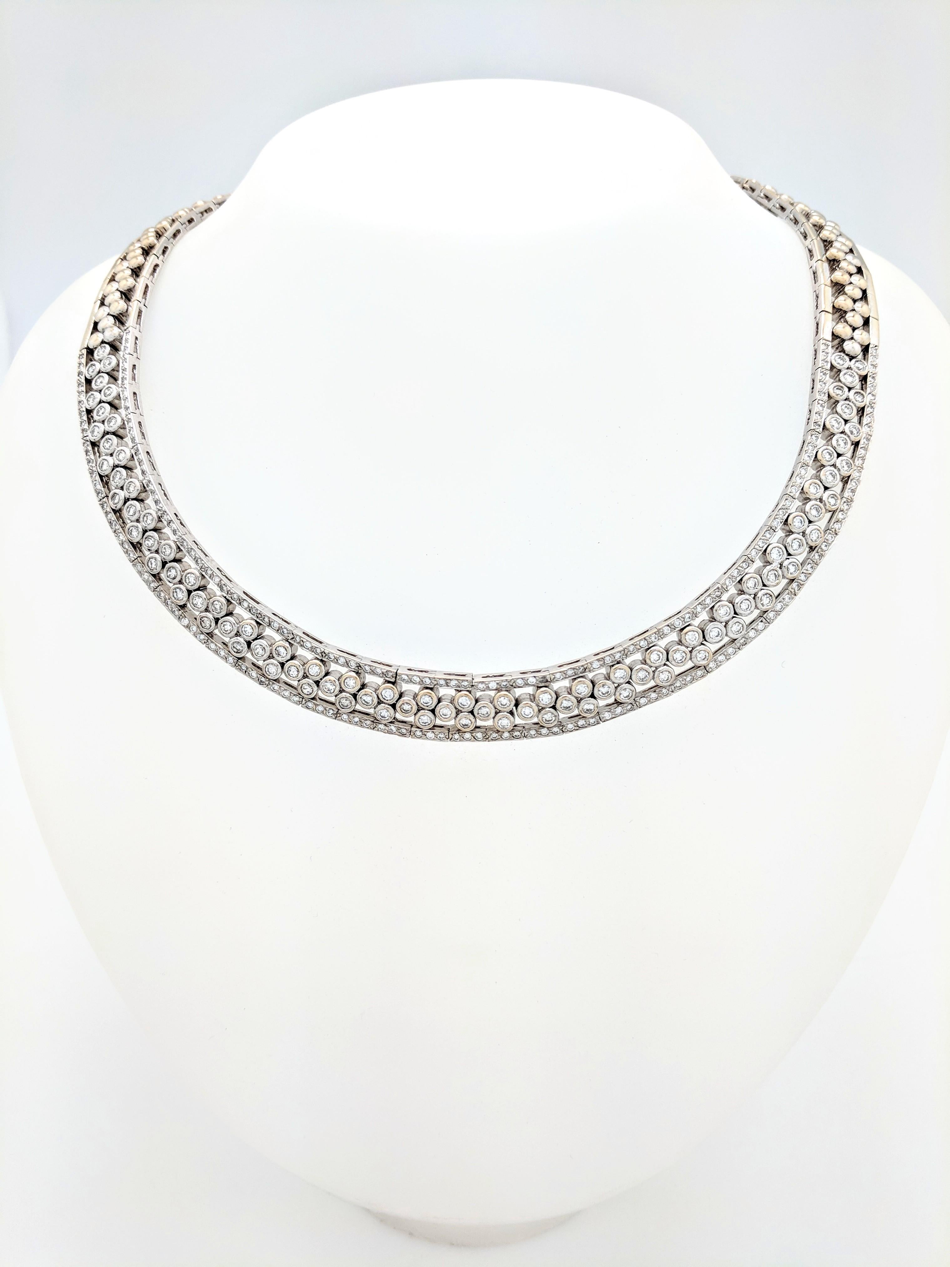 Modern 6.50 Carat Diamonds White Gold Choker Necklace