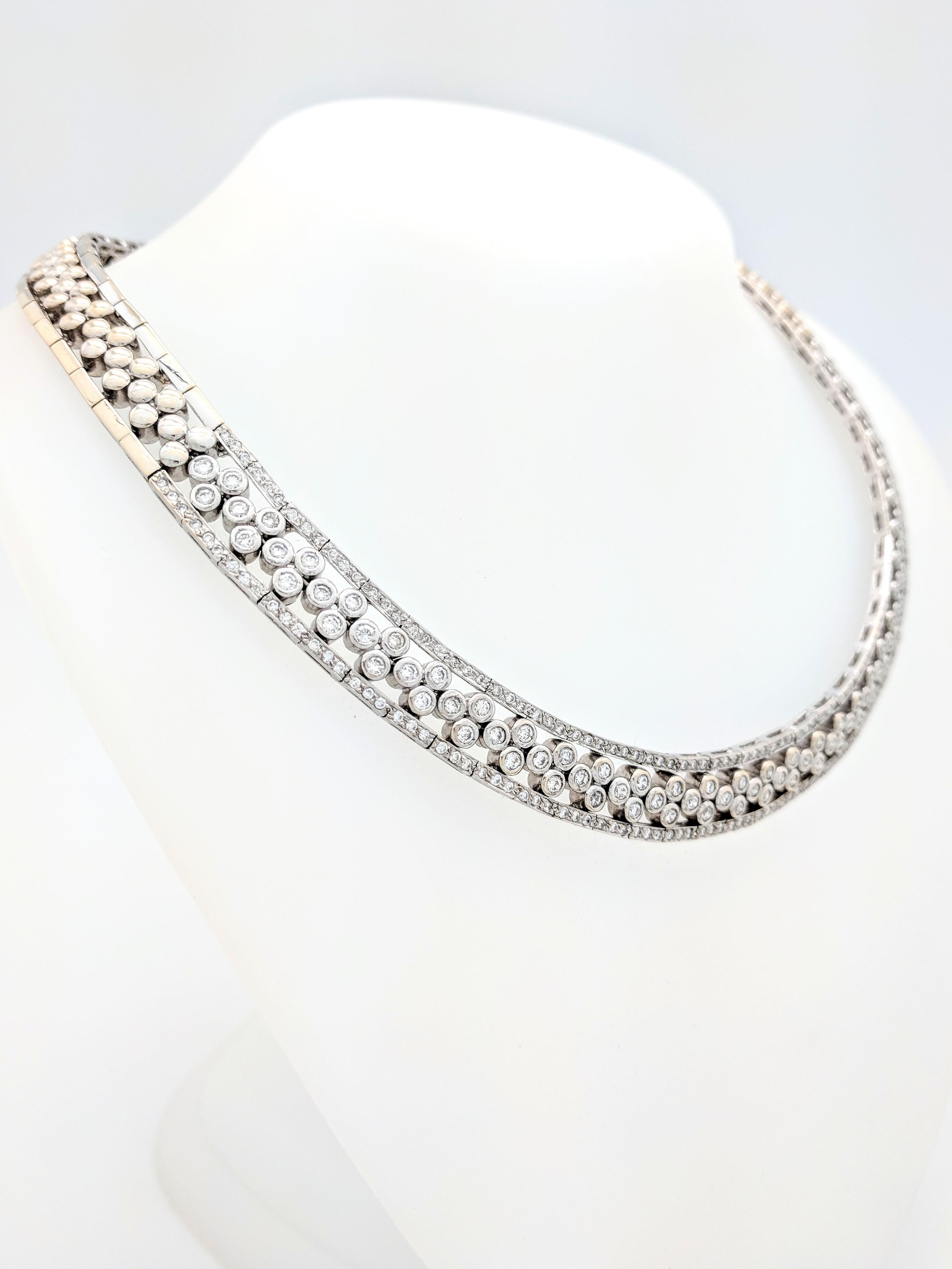 6.50 Carat Diamonds White Gold Choker Necklace In Excellent Condition In Gainesville, FL