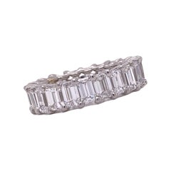 6.50 Carat Emerald Cut Diamond Eternity Band U Prong 18 Karat White Gold