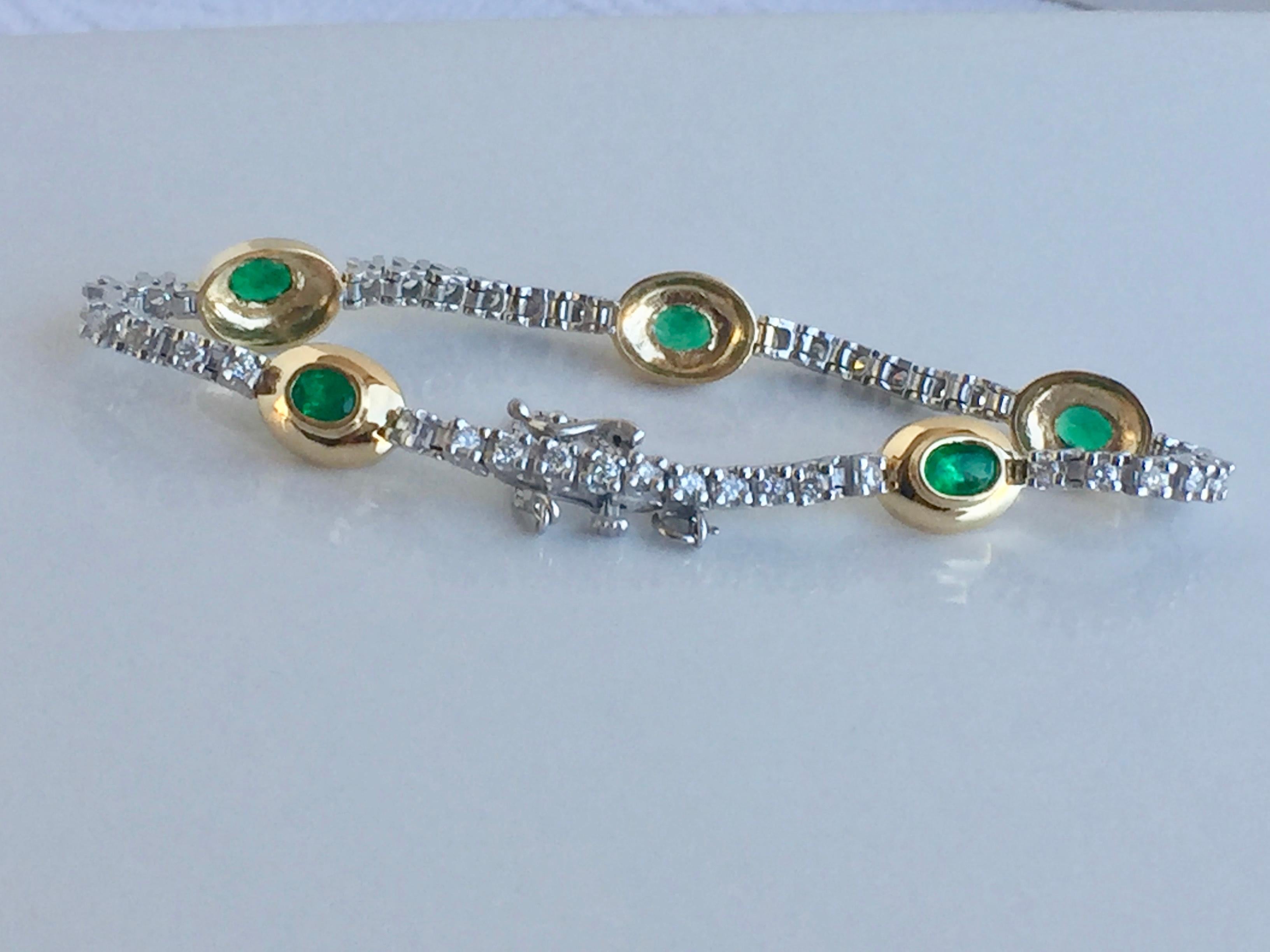 6.50 Carat Estate Emerald Diamond Bracelet Gold 5