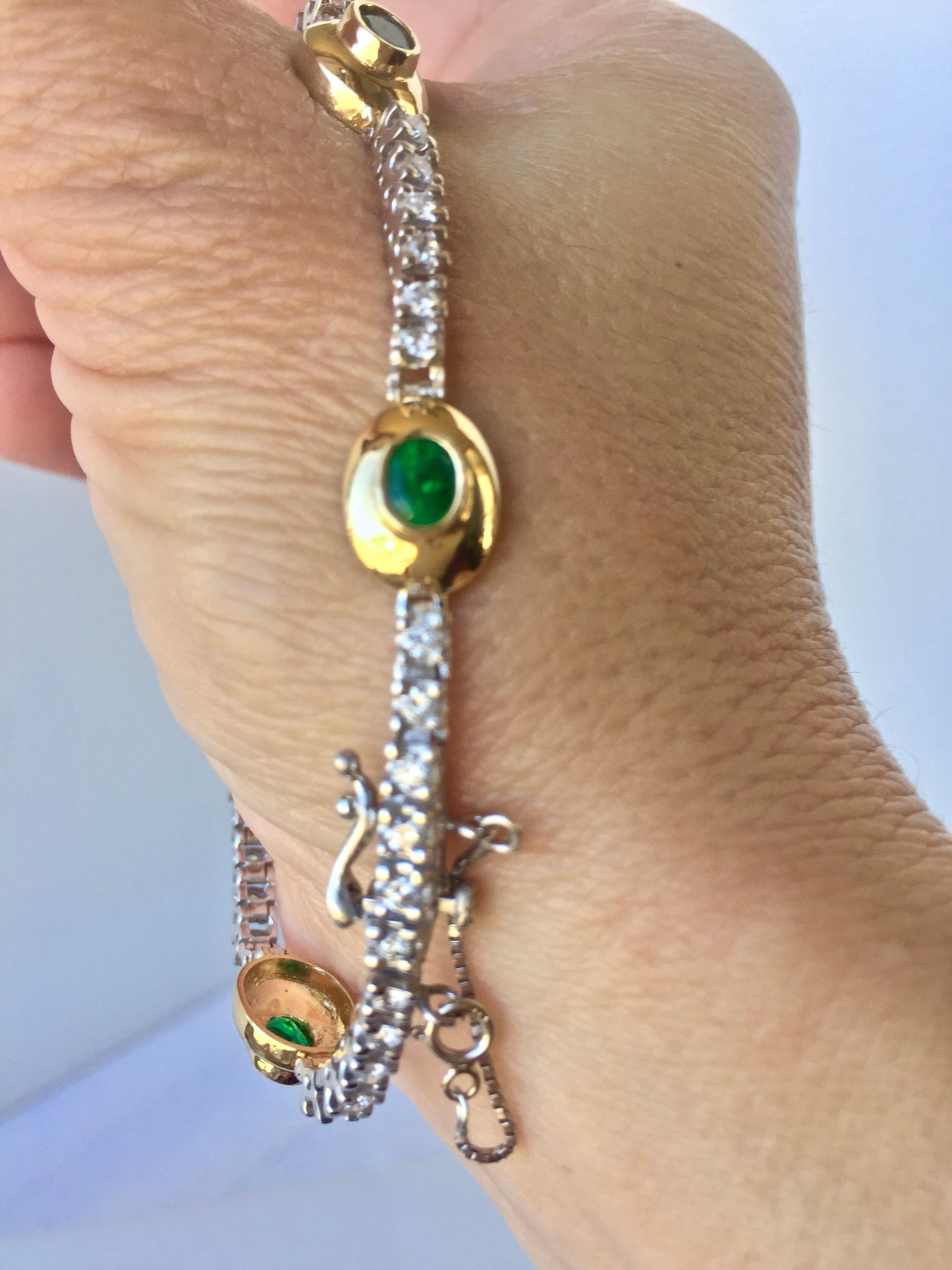 6.50 Carat Estate Emerald Diamond Bracelet Gold 6