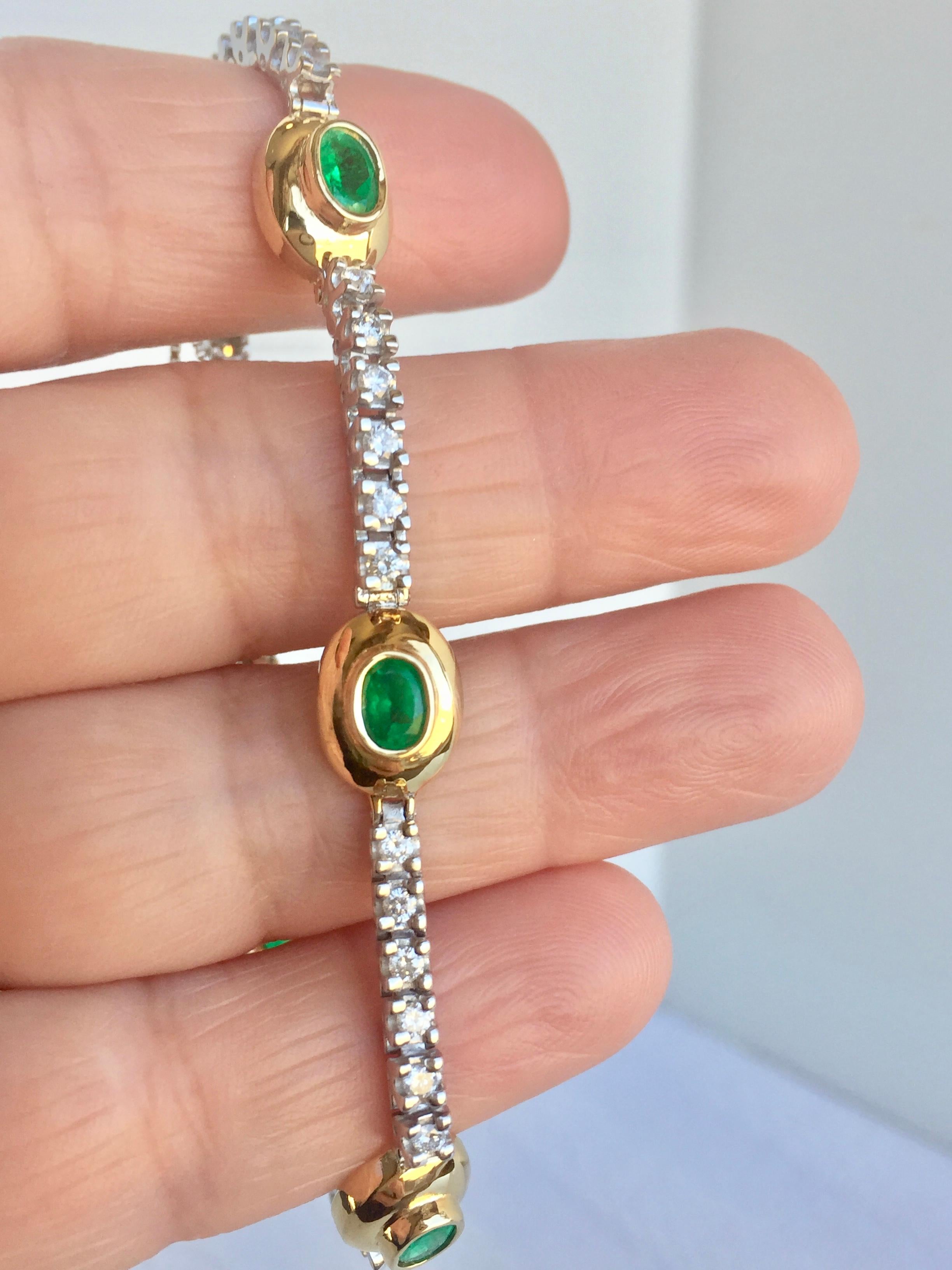 Women's 6.50 Carat Estate Emerald Diamond Bracelet Gold