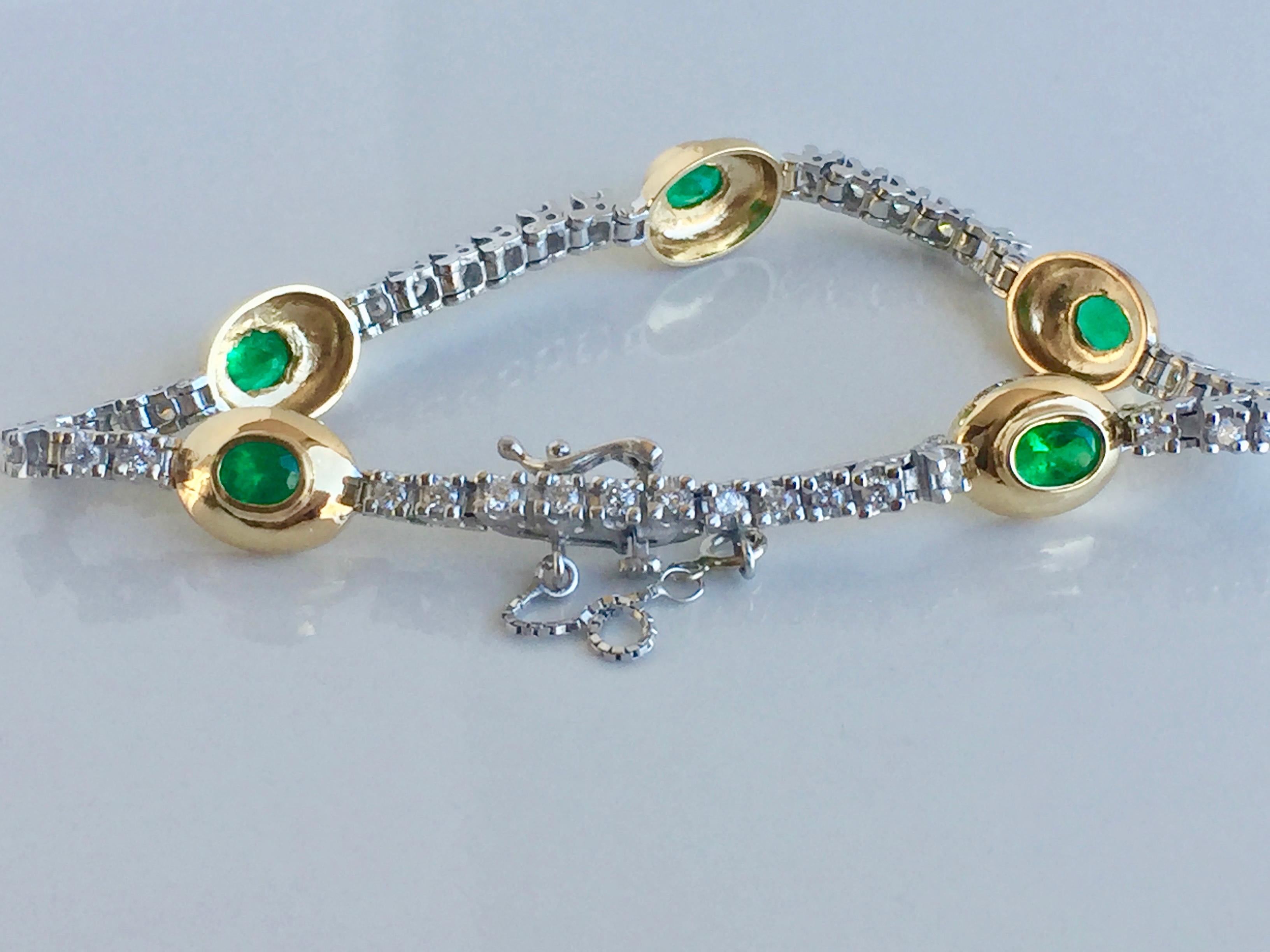 6.50 Carat Estate Emerald Diamond Bracelet Gold 1