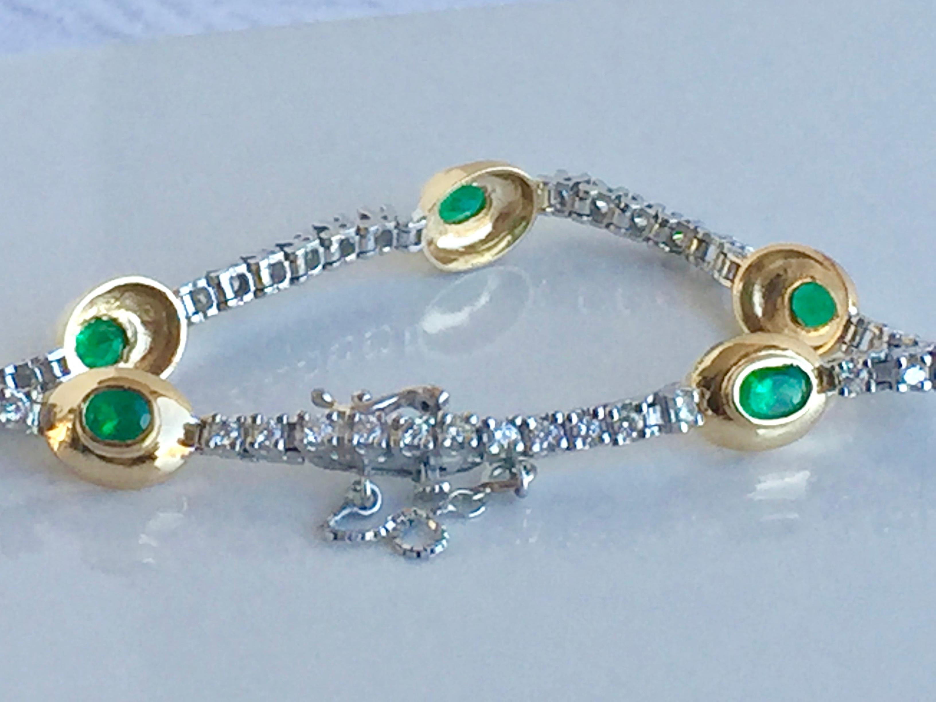 6.50 Carat Estate Emerald Diamond Bracelet Gold 3