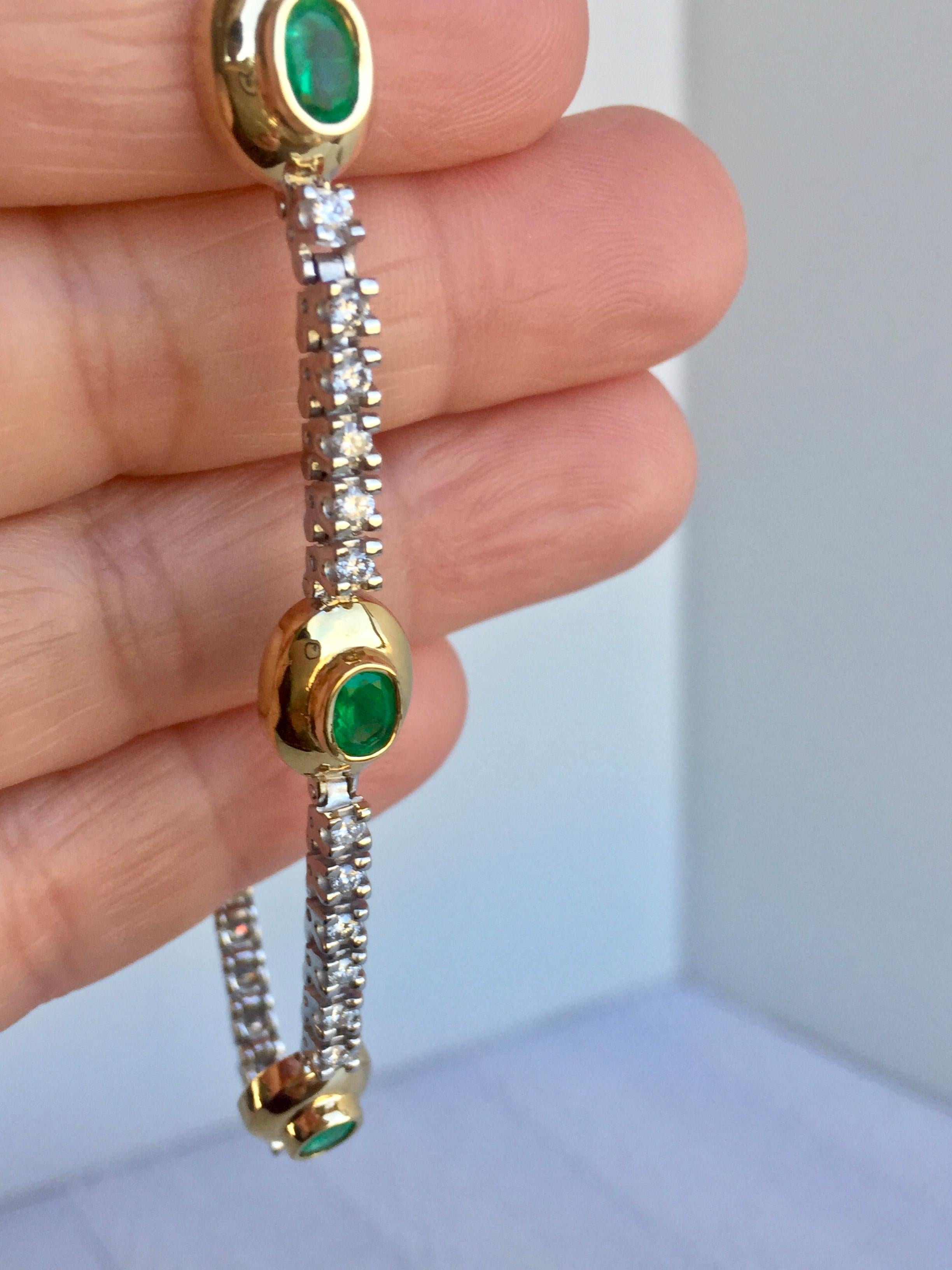 6.50 Carat Estate Emerald Diamond Bracelet Gold 4