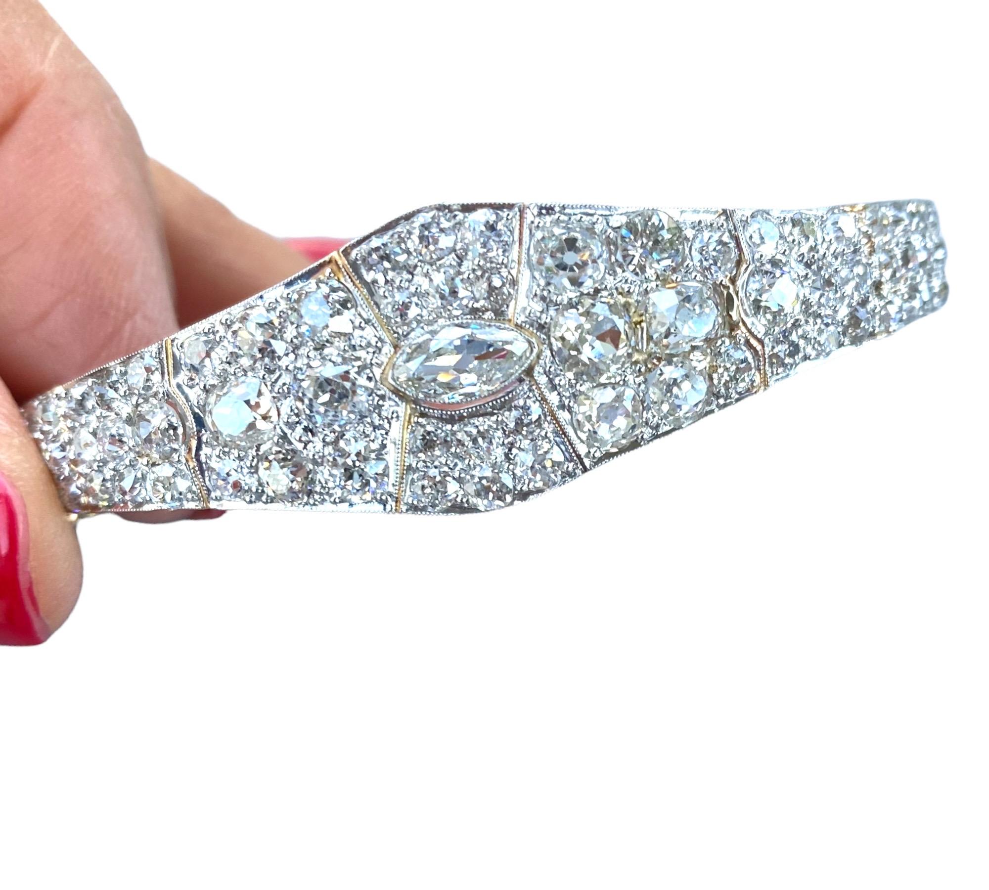 6.50 Carat European Cut Diamond Platinum Bracelet Circa 1920's For Sale 1