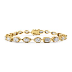 6.50 Carat Mixed-Shape Bezel Set Diamond Tennis Bracelet in 14K White Gold