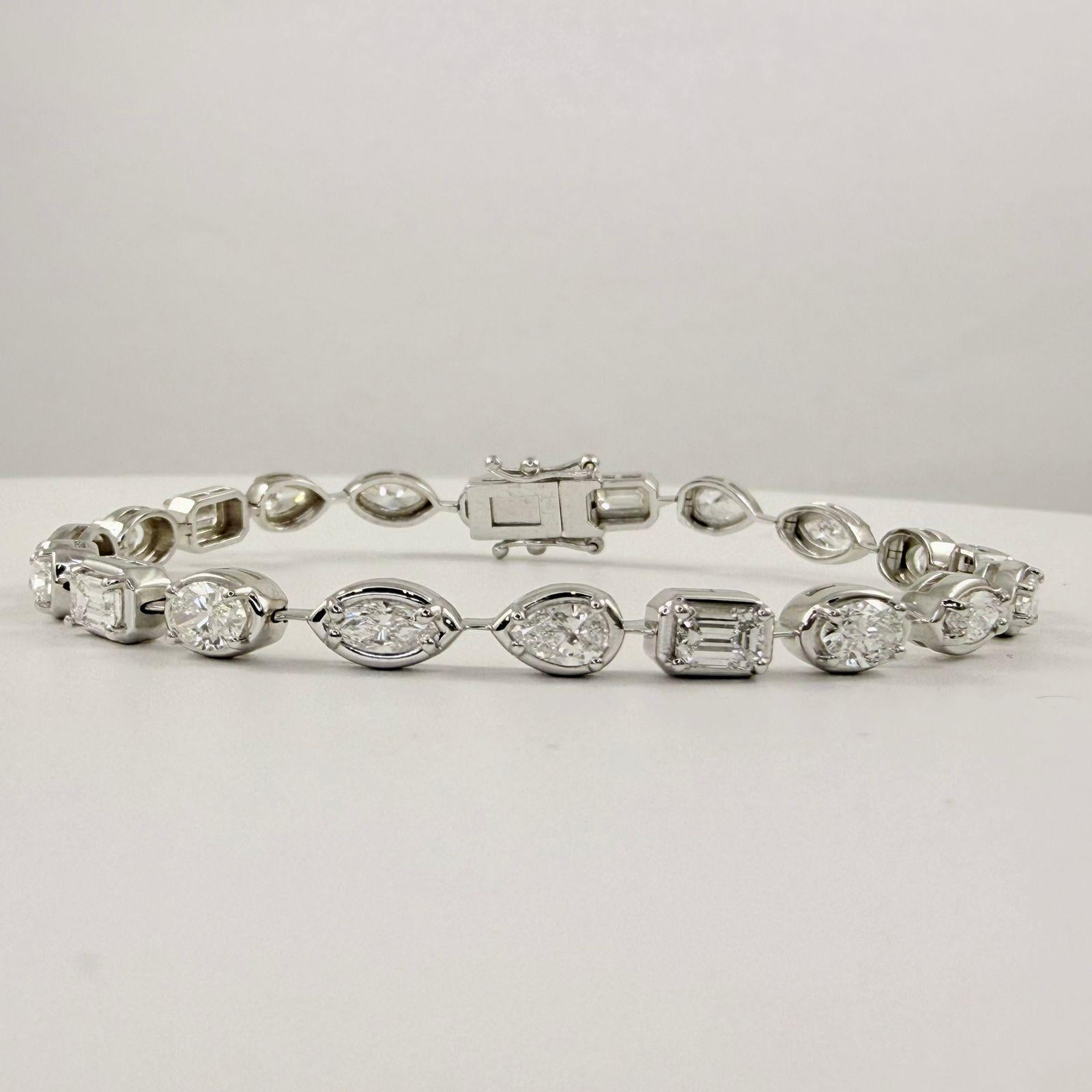 De las mujeres Pulsera de tenis con diamantes engastados en bisel de 6,50 quilates en oro blanco de 14 quilates en venta