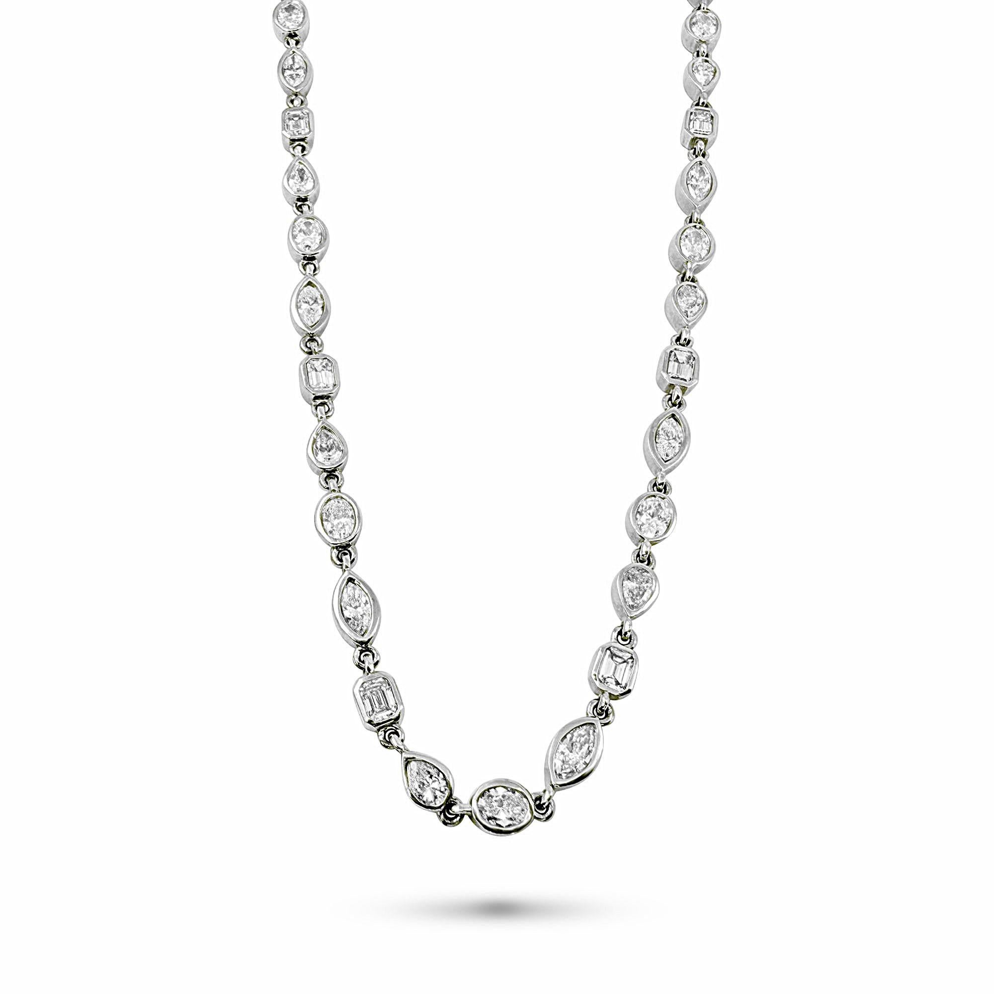 Pulsera de tenis con diamantes engastados en bisel de 6,50 quilates en oro blanco de 14 quilates en venta 2