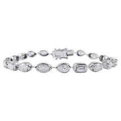 Pulsera de tenis con diamantes engastados en bisel de 6,50 quilates en oro blanco de 14 quilates