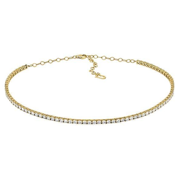 6.50 Carat Natural Diamond Choker Necklace G-H SI 14k Yellow Gold